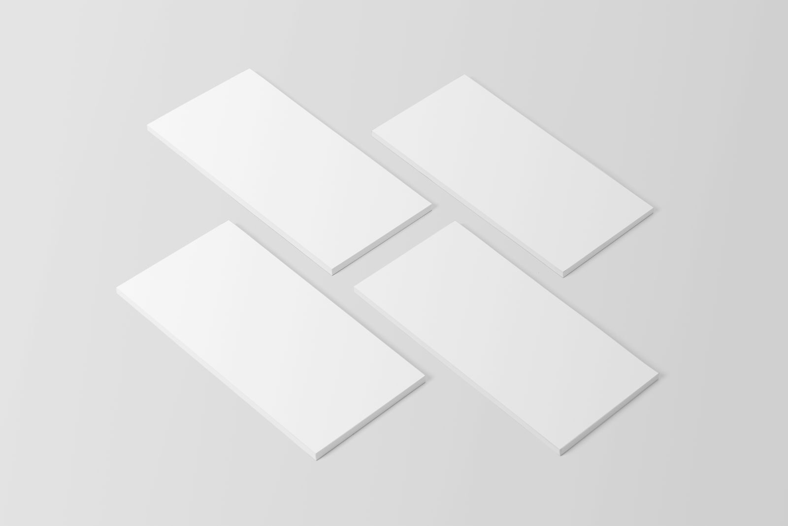 Arranjo geométrico minimalista de blocos de notas brancos sobre fundo limpo