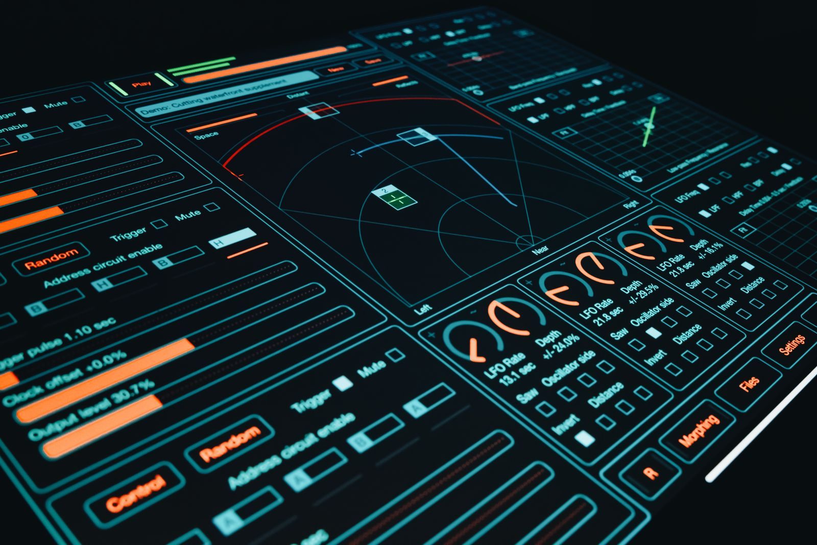 Interface digital dinâmica com elementos de design interativos e controles